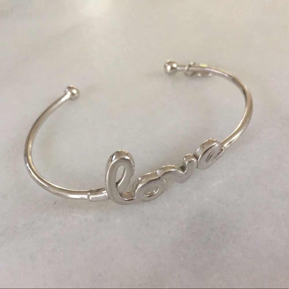 Sterling Silver Slip on Bangle “Love” Bracelet